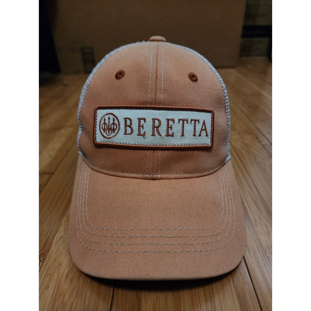 Beretta Hat Cap Orange Mesh Adjustable Trucker Strapback Embroidered Hunt Fish